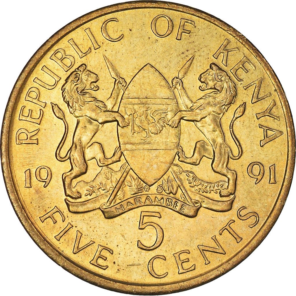 Kenya 5 Cents | President of Kenya 1989 - 2002 Coin | KM17 | 1978 - 1991