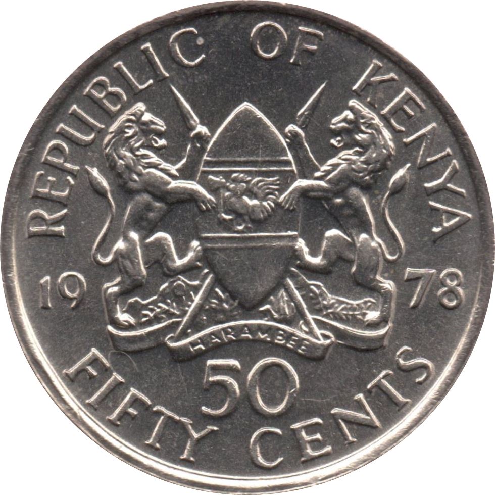 Kenya 50 Cents | Mzee Jomo Kenyatta Coin | KM13 | 1969 - 1978