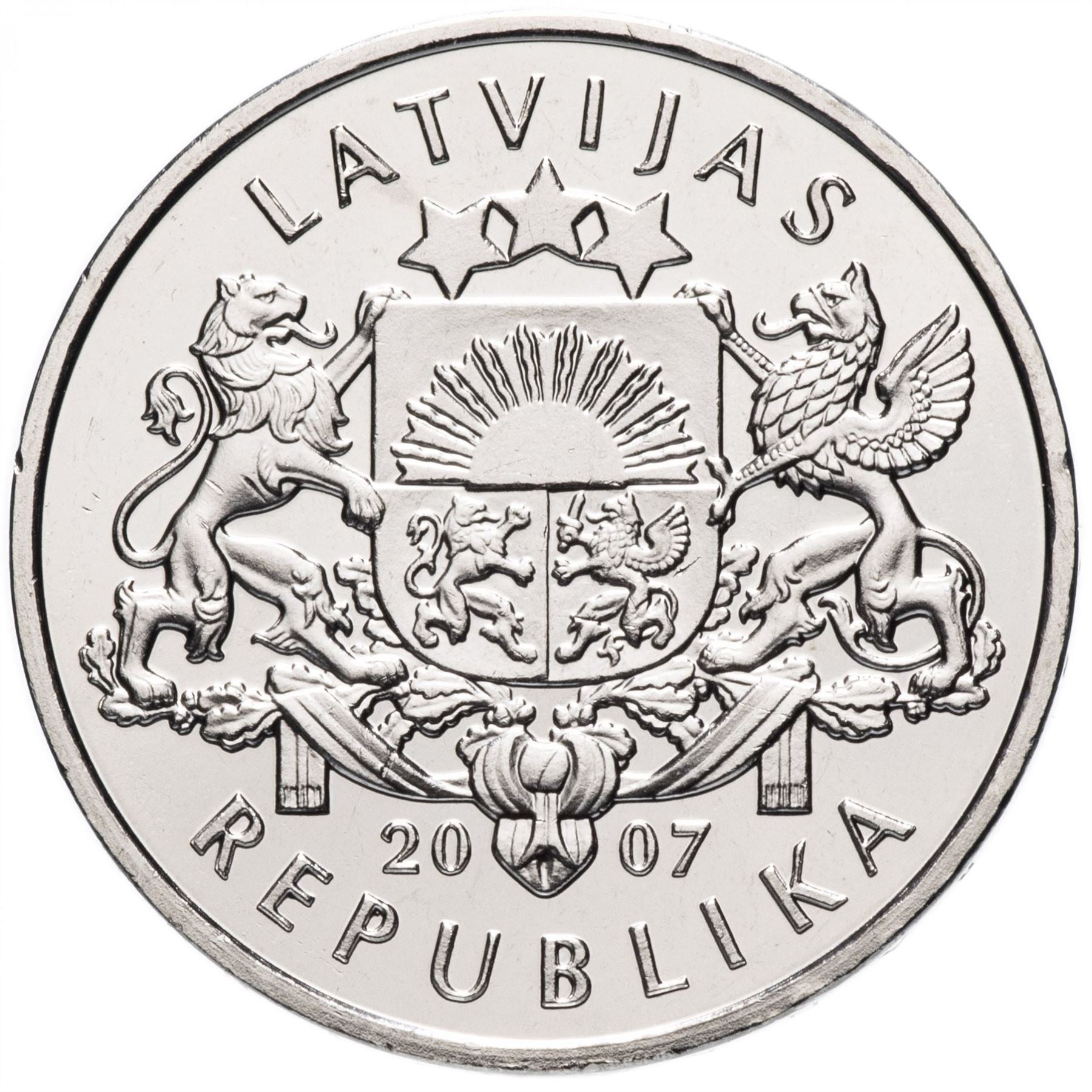 Latvia 1 Lats Coin | Snowman | Broom | KM85 | 2007