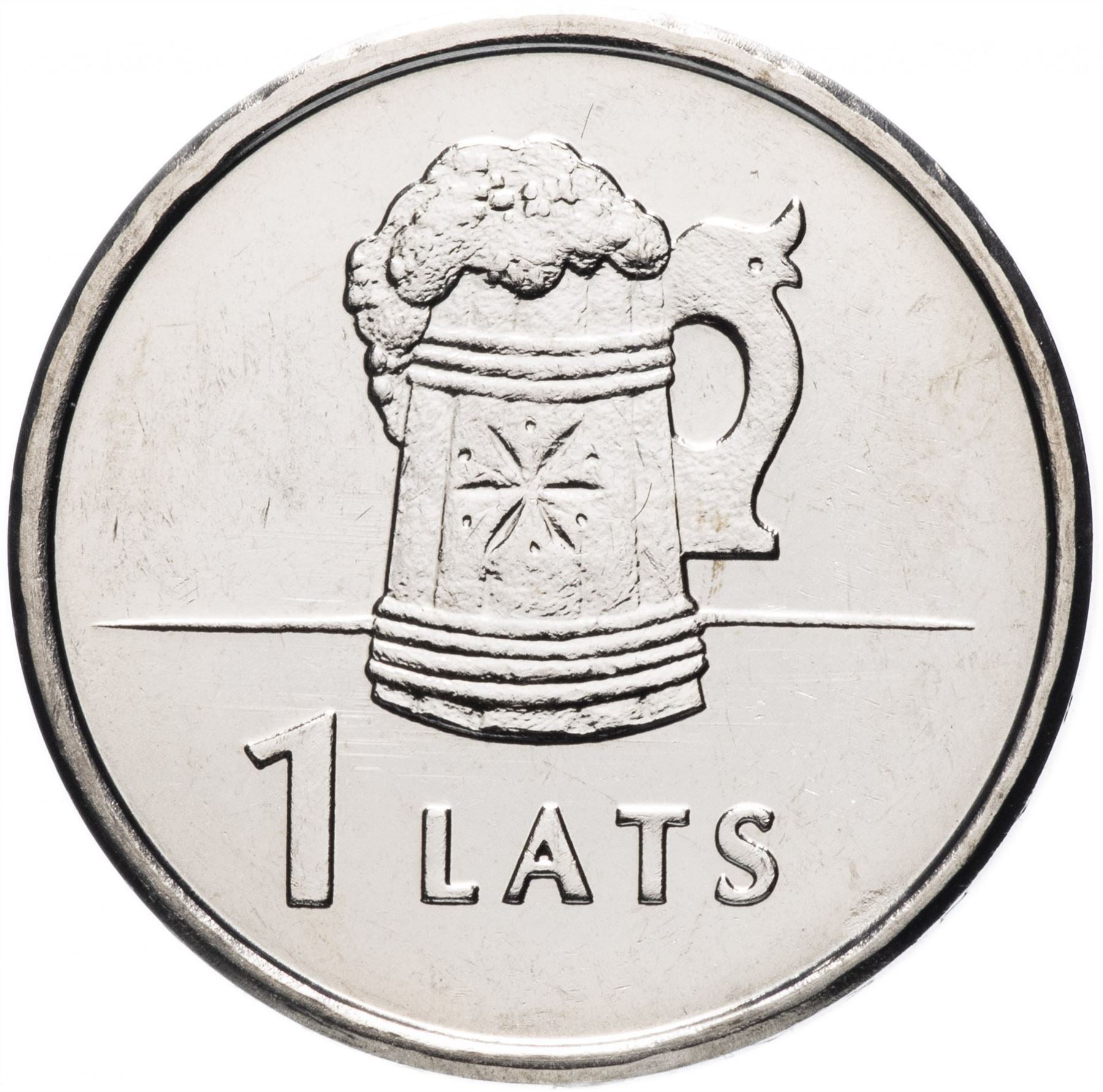 Latvia Coin Latvian 1 Lats | Beer Mug | KM119 | 2011