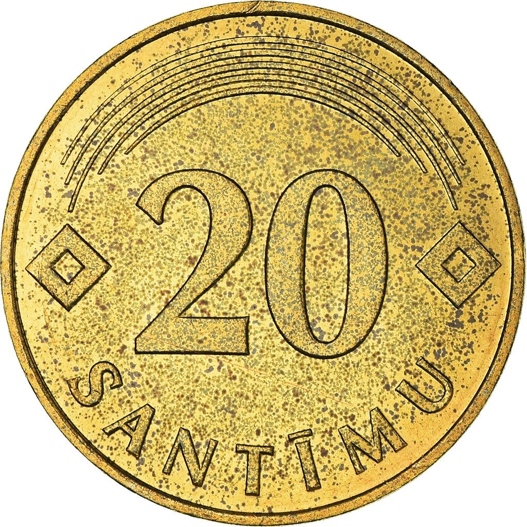 Latvia Coin Latvian 20 Santimu | KM22.1 | 1992 - 2009