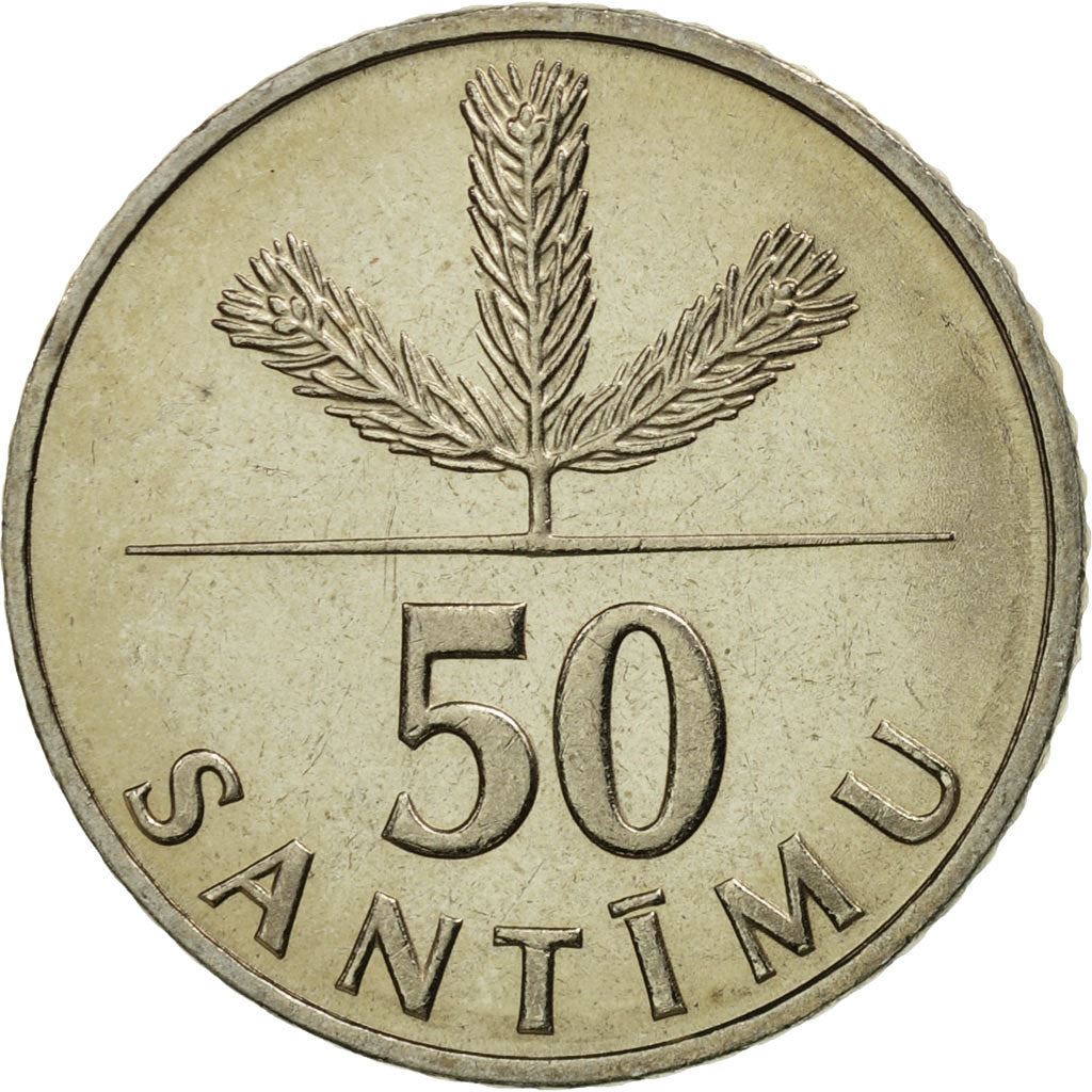 Latvia Coin Latvian 50 Santimu | Pine Tree | KM13 | 1992 - 2009