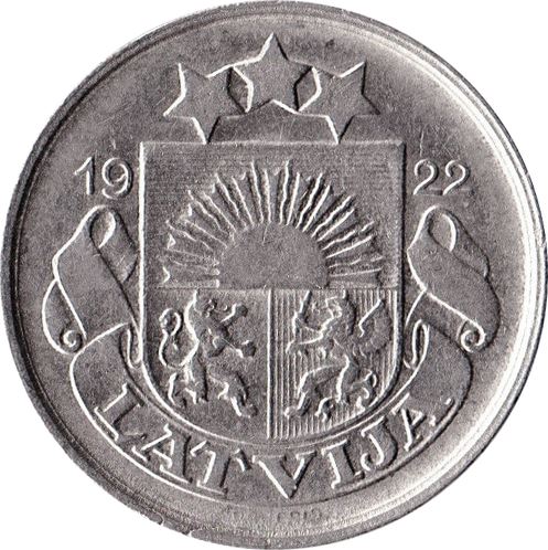 Latvian | 20 Santimu Coin | Latvia | Wheat Sprig | KM5 | 1922