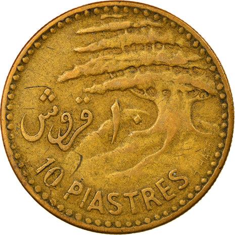 Lebanon Coin 10 Qirush | Cedar Tree | Galley | KM22 | 1955