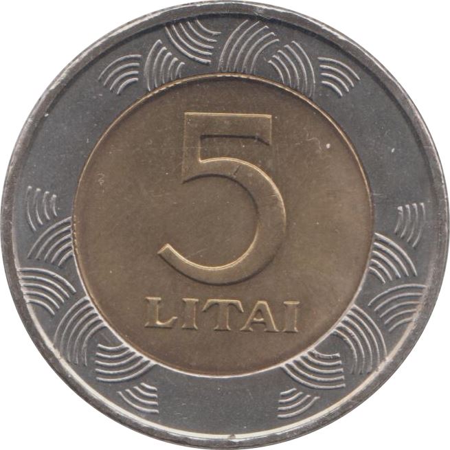 Lithuania 5 Litai Coin | Vytis | KM113 | 1998 - 2014