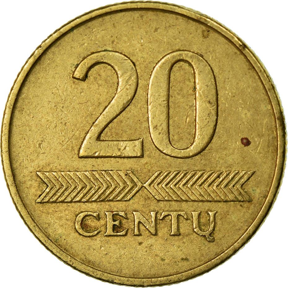 Lithuania Coin Lithuanian 20 Centų | Vytis | Knight | Horse | KM107 | 1997 - 2014