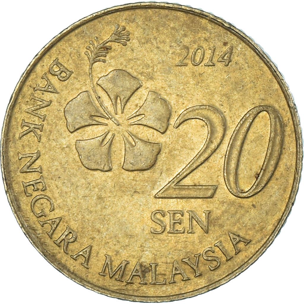 Malaysia | 20 Sen Coin | Hibiscus | Km:203 | 2011 - 2024