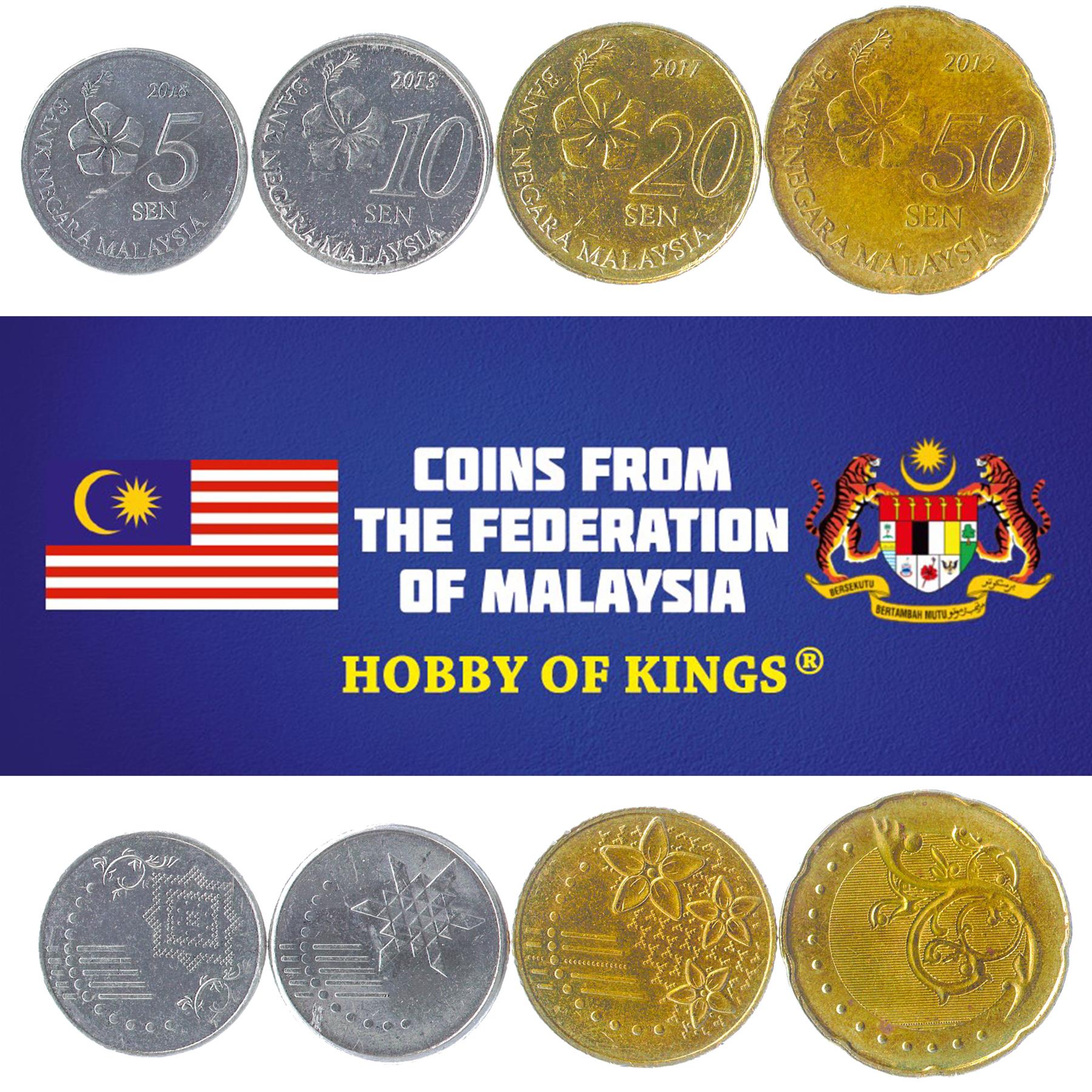 Malaysia | 4 Coin Set | 5 10 20 50 Sen | Hibiscus | Hibiscus flower | 2011 - 2024