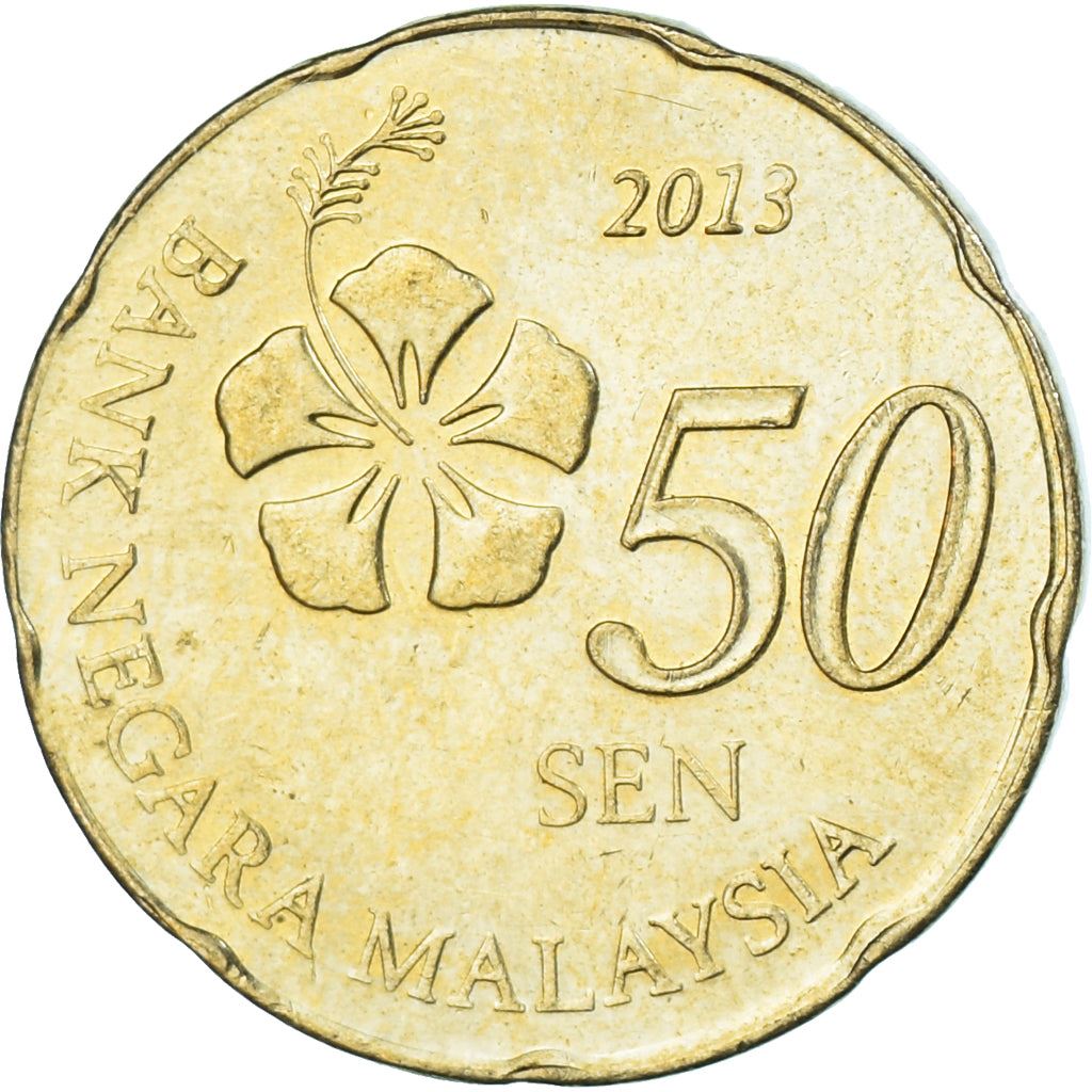 Malaysia | 50 Sen Coin | Hibiscus flower | Km:204 | 2011 - 2023