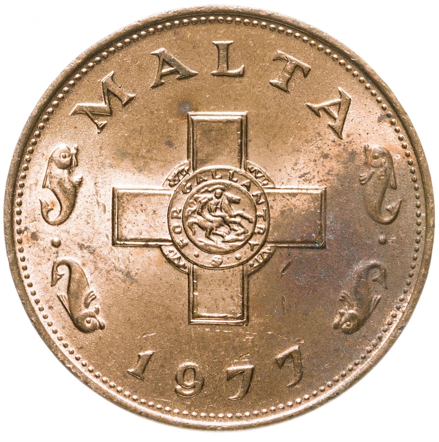 Malta Coin Maltese 1 Cent | George Cross | KM8 | 1972 - 1982