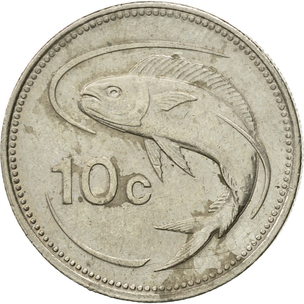 Malta Coin Maltese 10 Cents | Mahi Mahi Fish | KM96 | 1991 - 2007