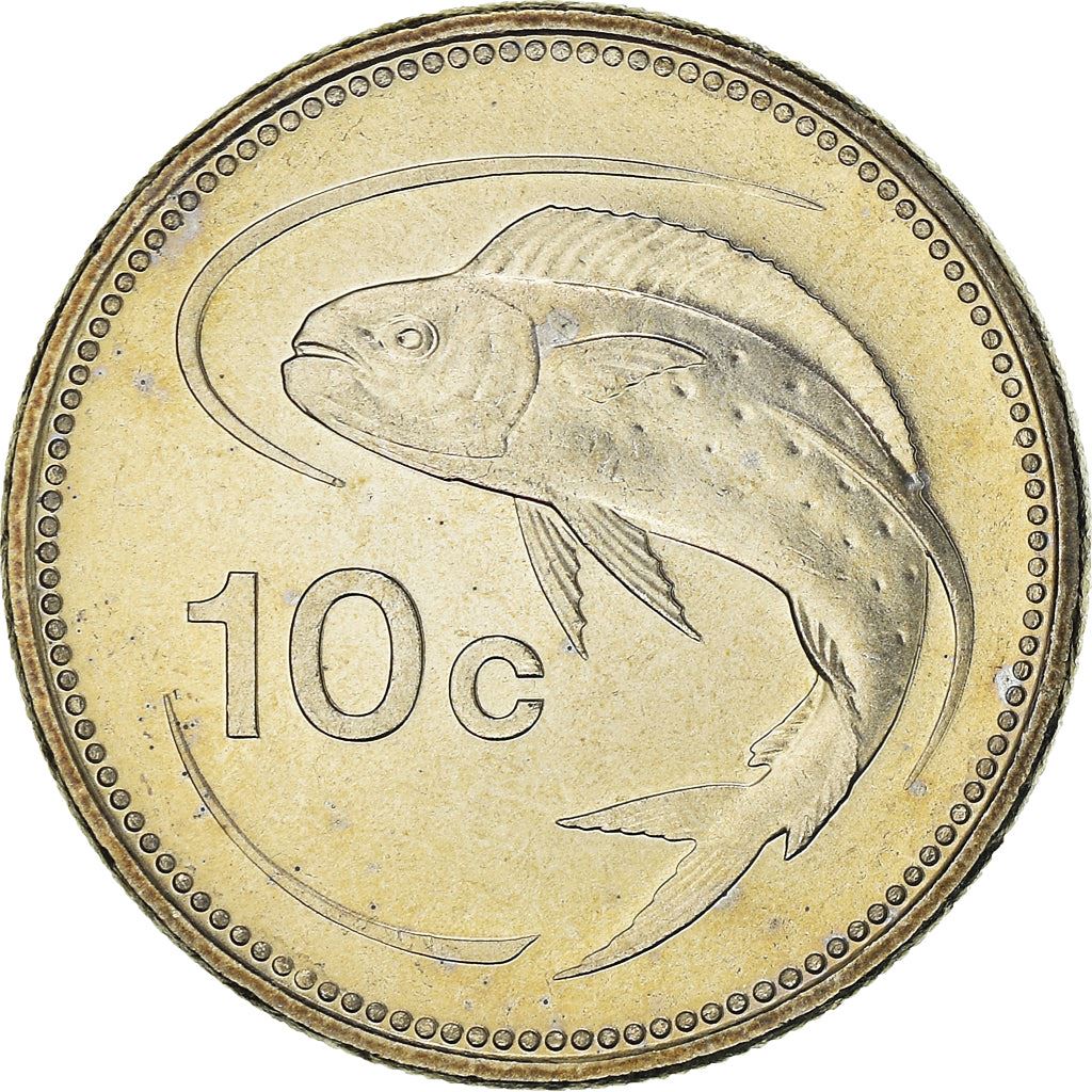 Malta Coin Maltese 10 Cents | Mahi Mahi Fish | KM96 | 1991 - 2007