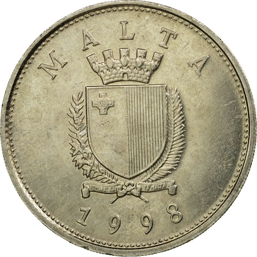 Malta Coin Maltese 25 Cents | Evergreen Rose | KM97 | 1991 - 2007