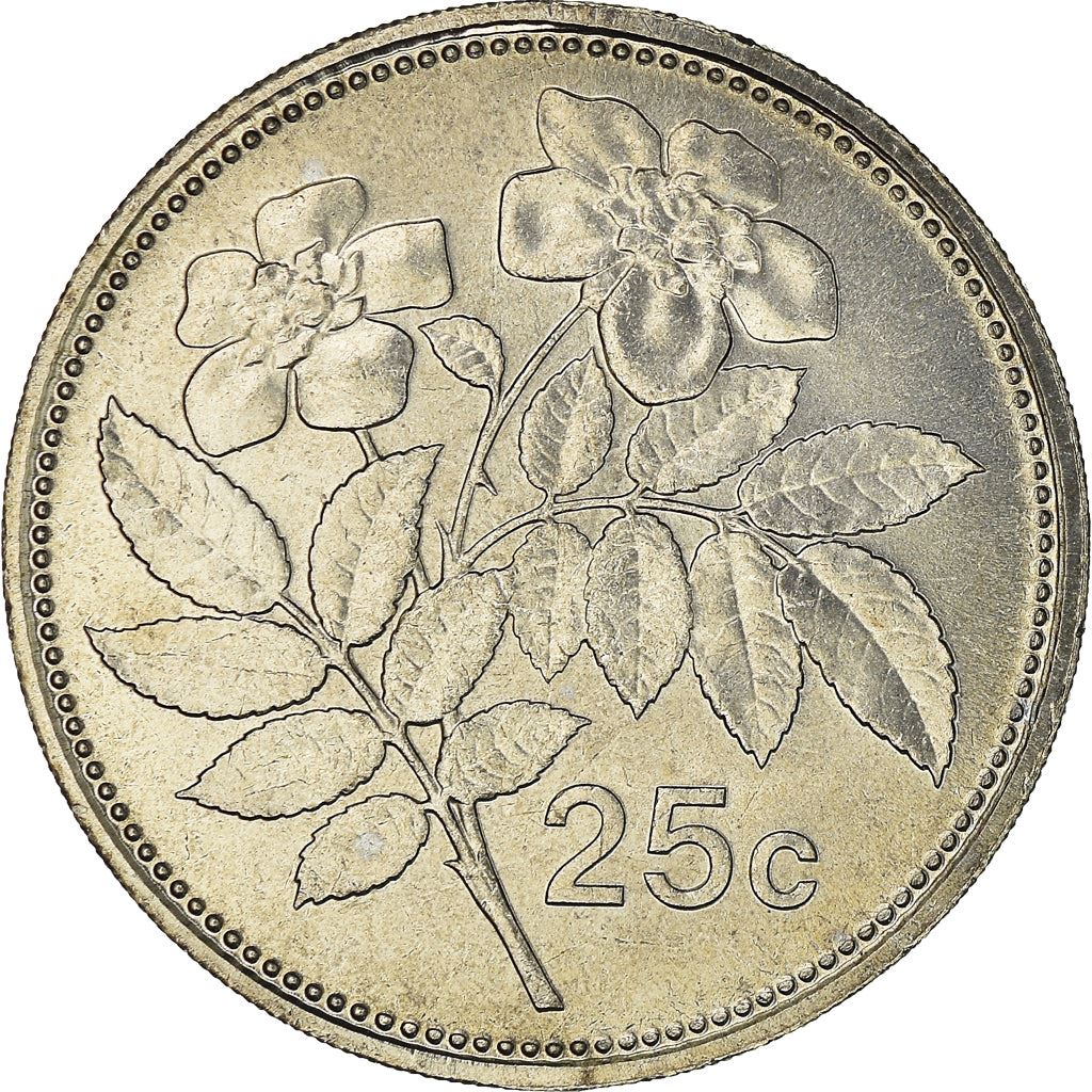 Malta Coin Maltese 25 Cents | Evergreen Rose | KM97 | 1991 - 2007