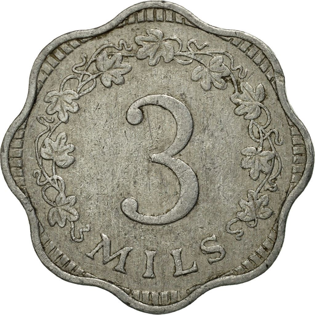 Malta Coin Maltese 3 Mils | Bee | Honeycomb | KM6 | 1972 - 2006