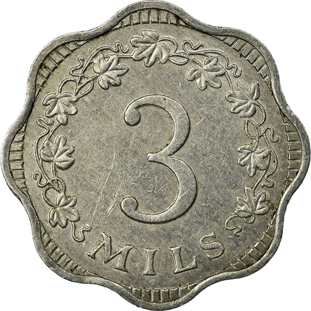 Malta Coin Maltese 3 Mils | Bee | Honeycomb | KM6 | 1972 - 2006