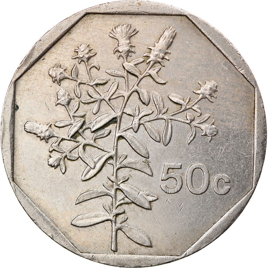 Malta Coin Maltese 50 Cents | Chiliadenus Bocconei | Plant | KM98 | 1991 - 2007