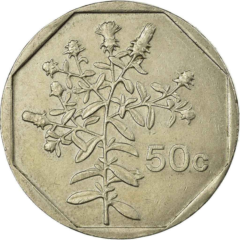 Malta Coin Maltese 50 Cents | Chiliadenus Bocconei | Plant | KM98 | 1991 - 2007