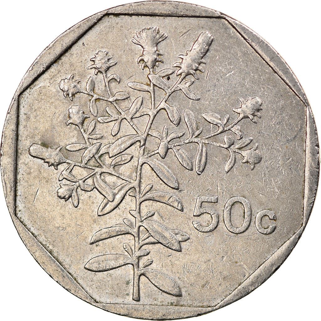 Malta Coin Maltese 50 Cents | Chiliadenus Bocconei | Plant | KM98 | 1991 - 2007