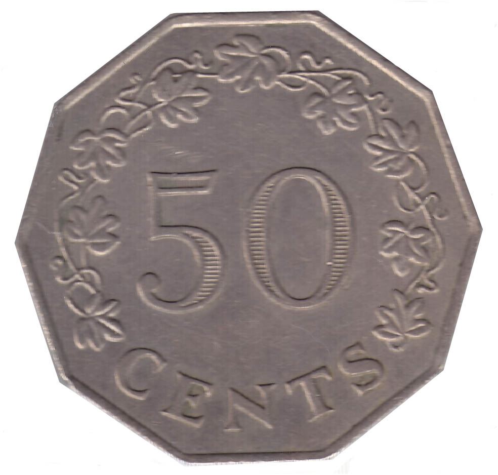 Malta Coin Maltese 50 Cents Coin | Great Siege Monument | KM12 | 1972 - 1981