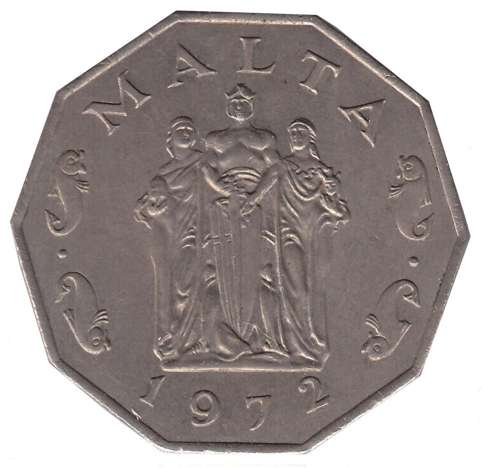 Malta Coin Maltese 50 Cents Coin | Great Siege Monument | KM12 | 1972 - 1981