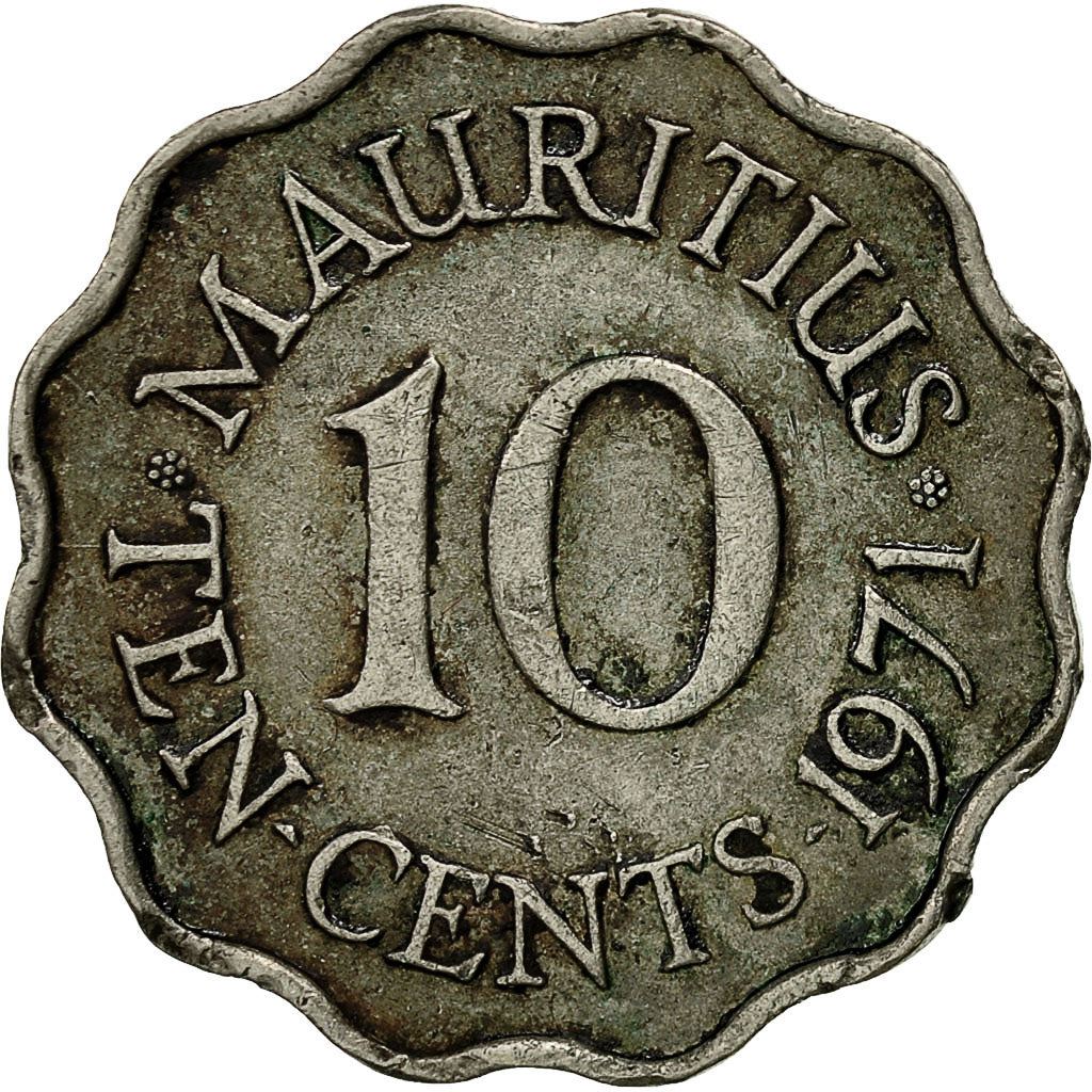 Mauritius 10 Cents Coin | Queen Elizabeth II | KM33 | 1954 - 1978