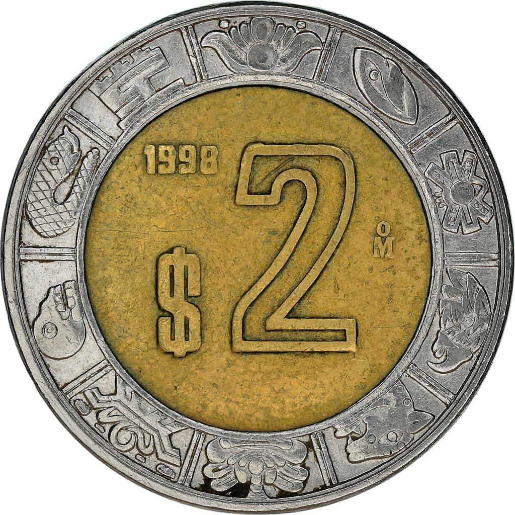 Mexico 2 Pesos | Aztec calendar | Piedra del Sol Coin | KM604 | 1996 - 2021