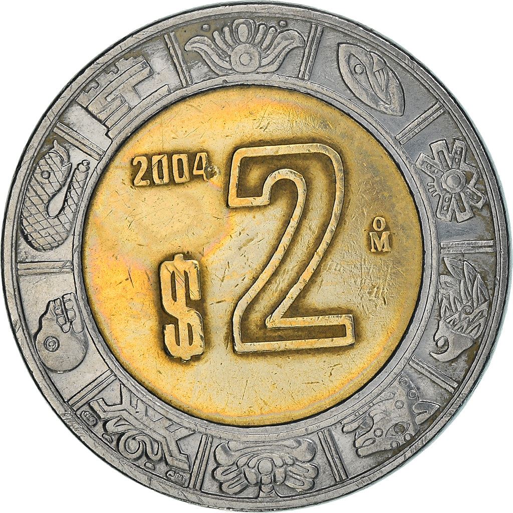 Mexico 2 Pesos | Aztec calendar | Piedra del Sol Coin | KM604 | 1996 - 2021