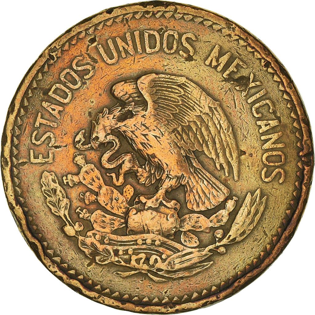 Mexico 20 Centavos | Liberty cap | Pyramid | Teotihuacán Coin | KM439 | 1943 - 1955