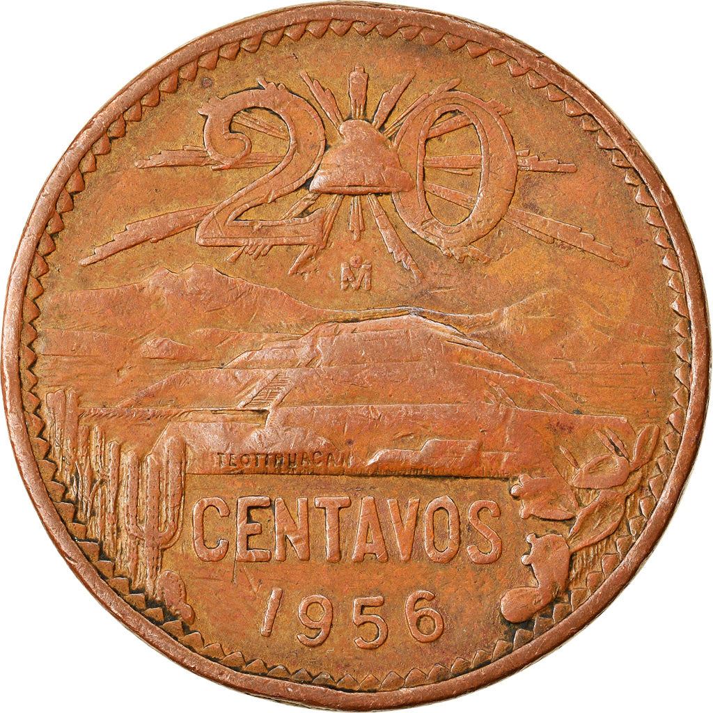 Mexico 20 Centavos | Liberty cap | Pyramid | Teotihuacán Coin | KM440 | 1955 - 1971