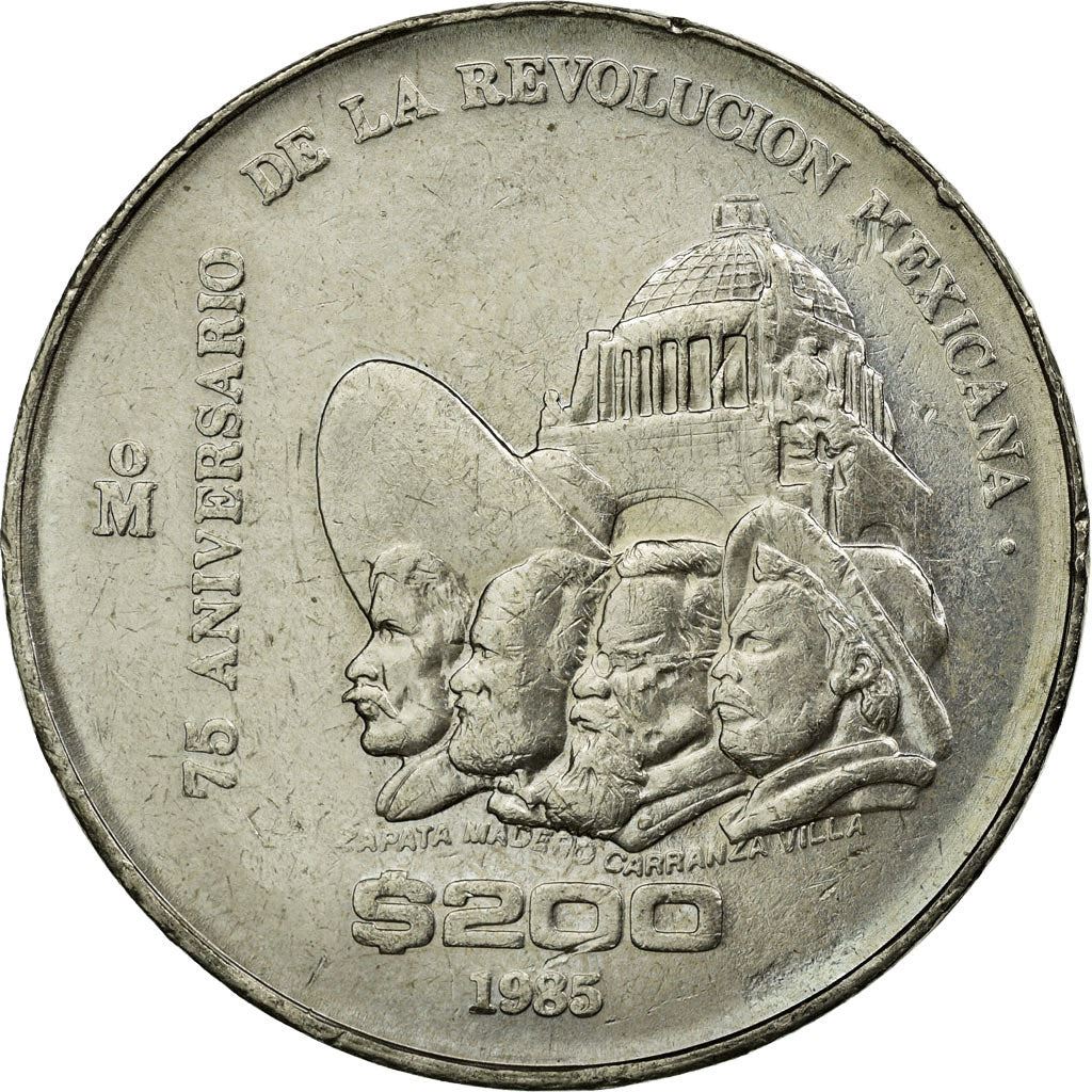 Mexico 200 Pesos 75th 1910 Revolution Anniversary | Emiliano Zapata Coin | KM510 | 1985