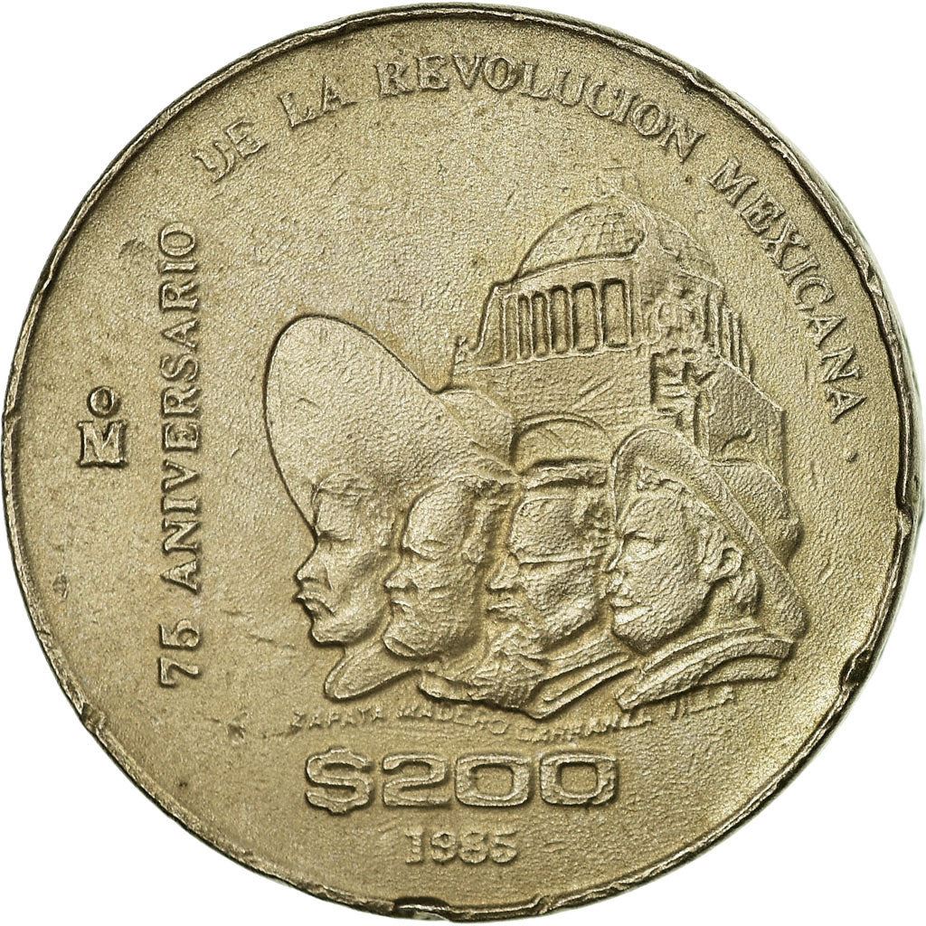 Mexico 200 Pesos 75th 1910 Revolution Anniversary | Emiliano Zapata Coin | KM510 | 1985