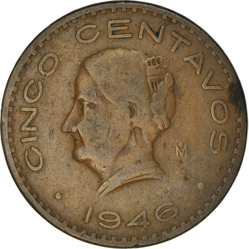 Mexico 5 Centavos | Josefa Ortiz de Dominguez | Oak wreth Coin | KM424 | 1942 - 1955