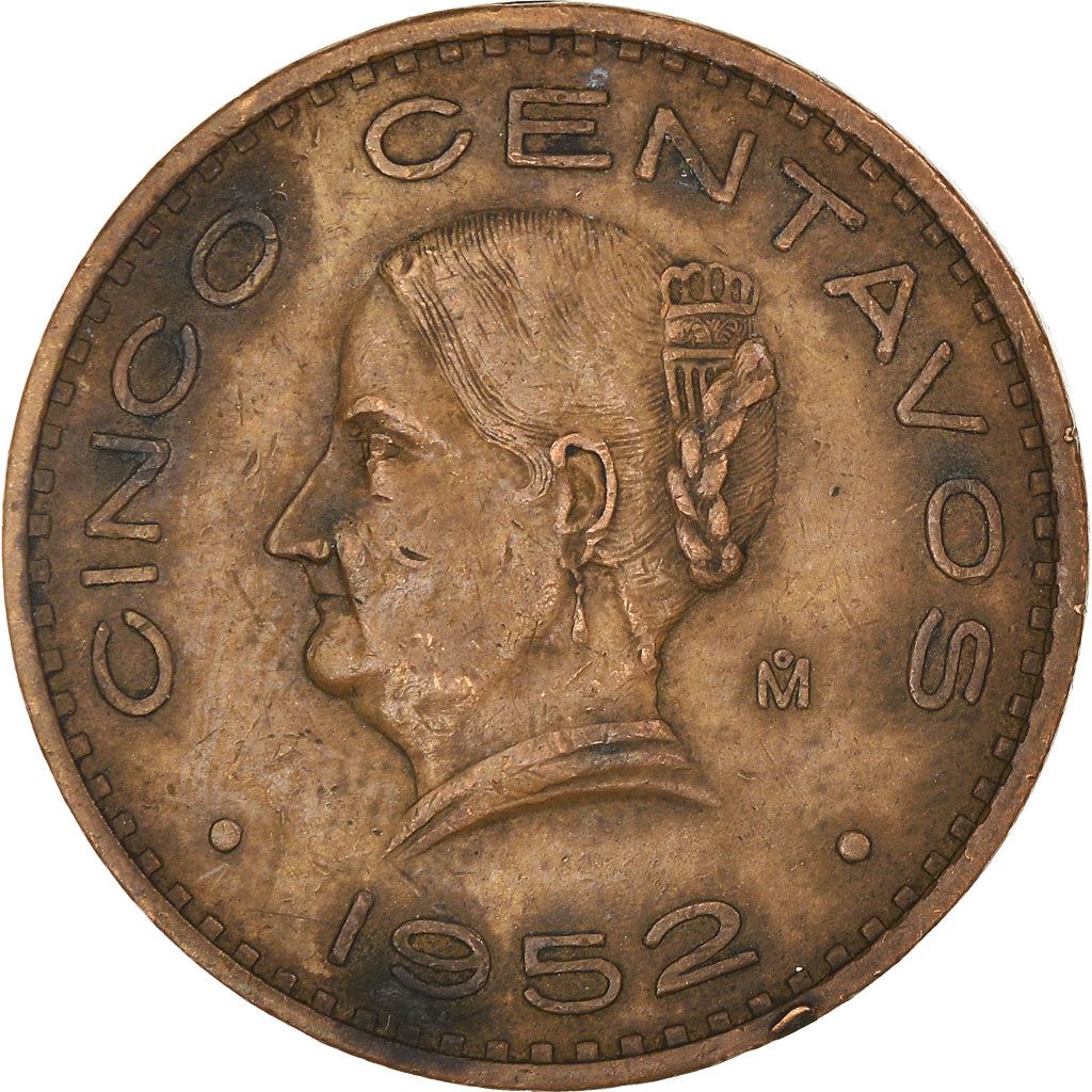 Mexico 5 Centavos | Josefa Ortiz de Dominguez | Oak wreth Coin | KM424 | 1942 - 1955