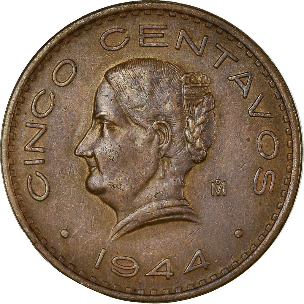 Mexico 5 Centavos | Josefa Ortiz de Dominguez | Oak wreth Coin | KM424 | 1942 - 1955