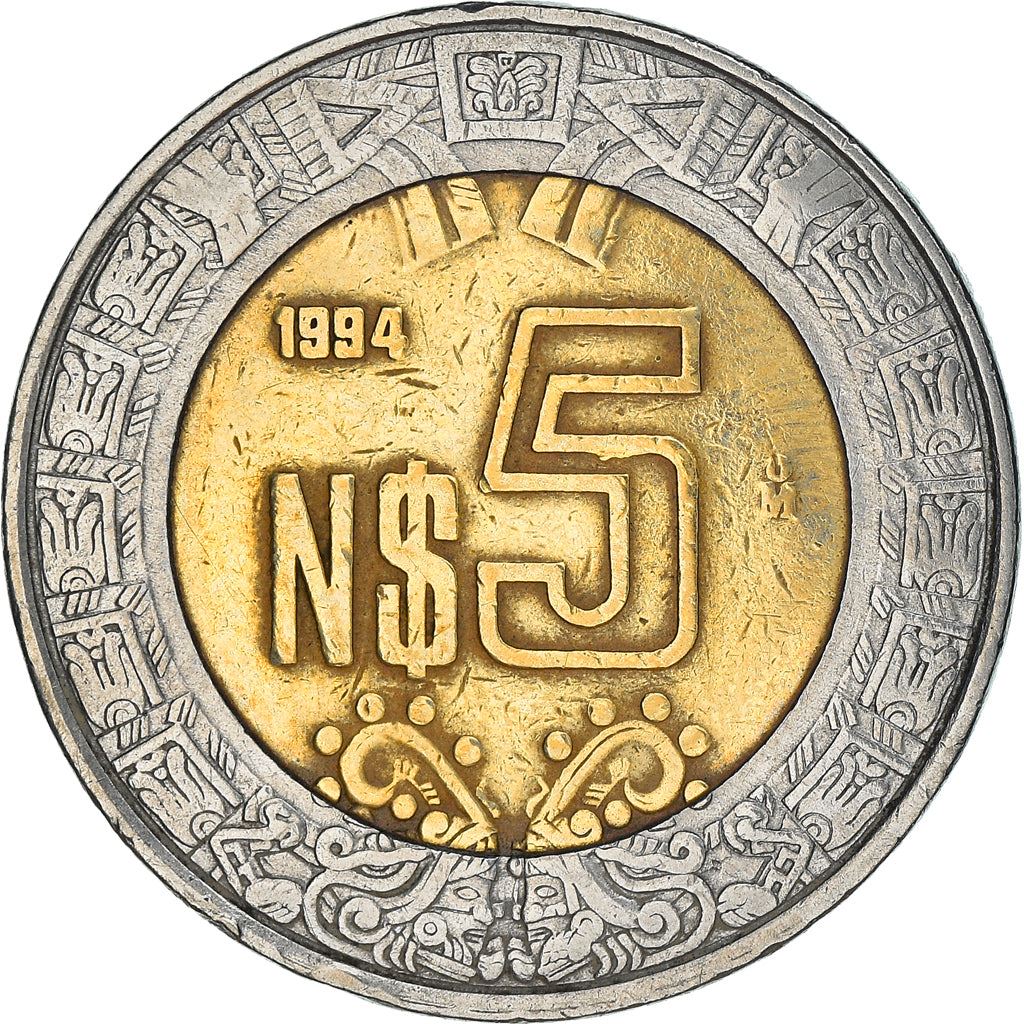 Mexico 5 Nuevos Pesos | Shield | Anillo de la Aceptación Coin | KM552 | 1992 - 1995