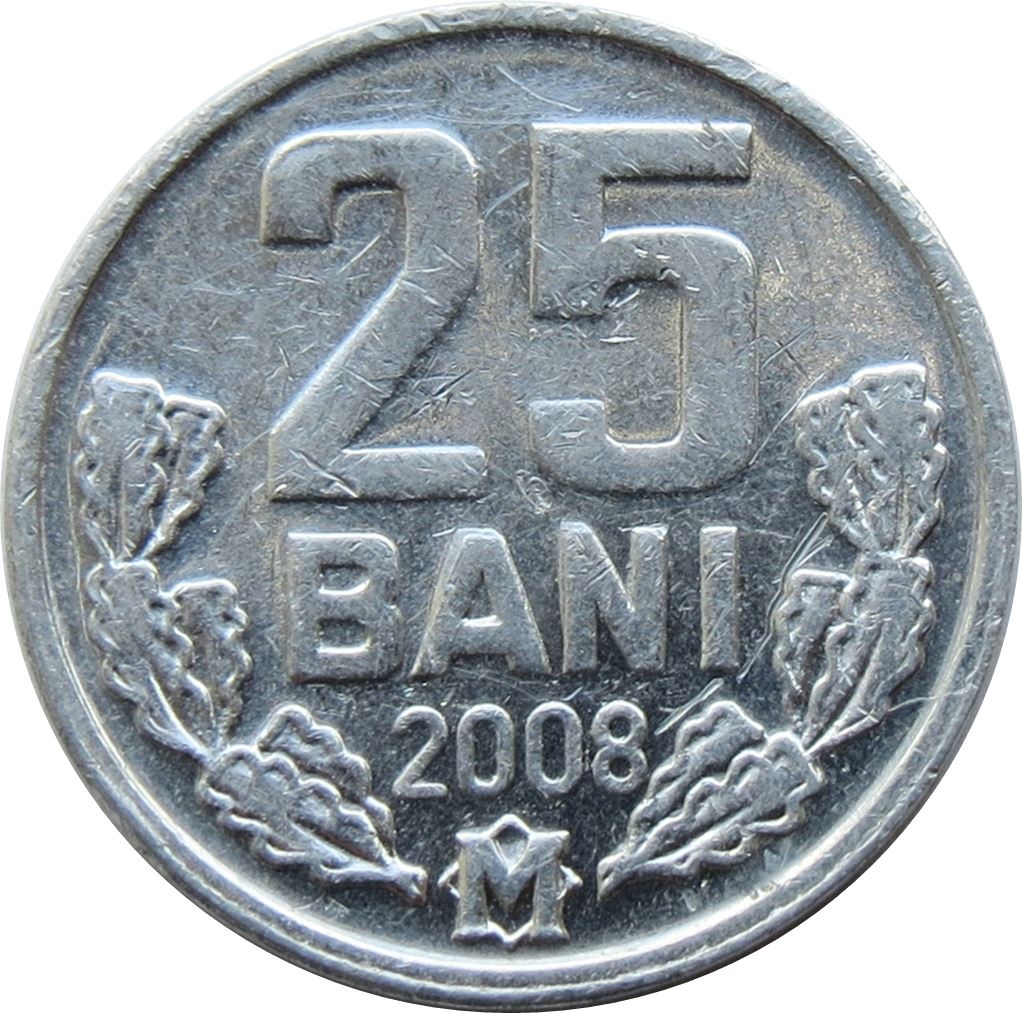 Moldova 25 Bani Coin | Eagle | Oak Leaves | KM3 | 1993 - 2020