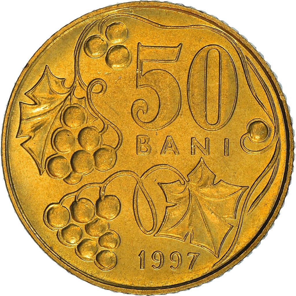 Moldova 50 Bani Coin | Eagle | Grapes | KM10 | 1997 - 2008