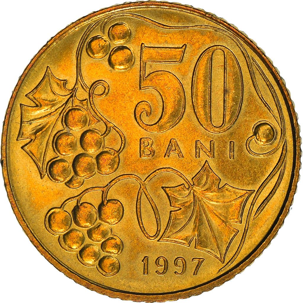 Moldova 50 Bani Coin | Eagle | Grapes | KM10 | 1997 - 2008