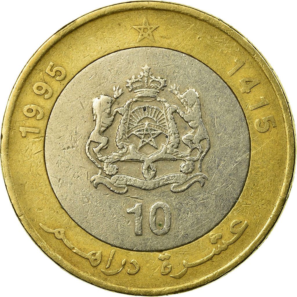 Morocco 10 Dirhams Coin | Hassan II | Y92 | 1995