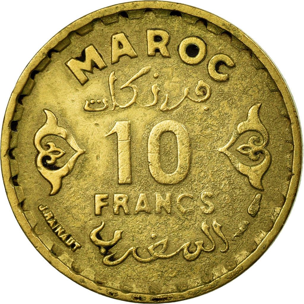 Morocco 10 Francs - Mohammed V Coin Y49 1952