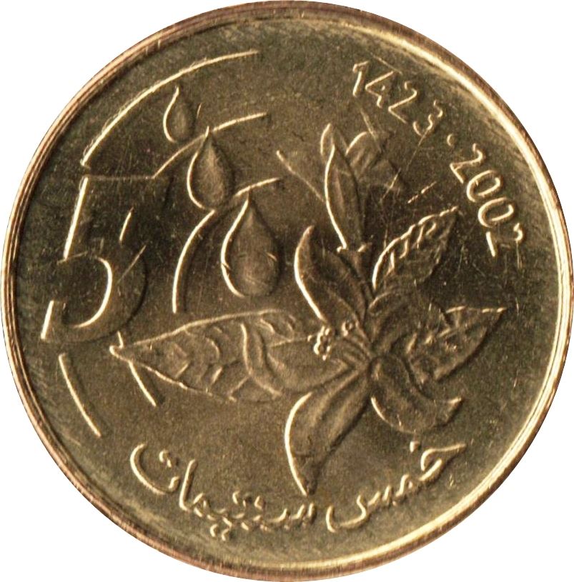 Morocco 5 Santimat / Centimes Coin | Mohammed VI | Y112 | 2002