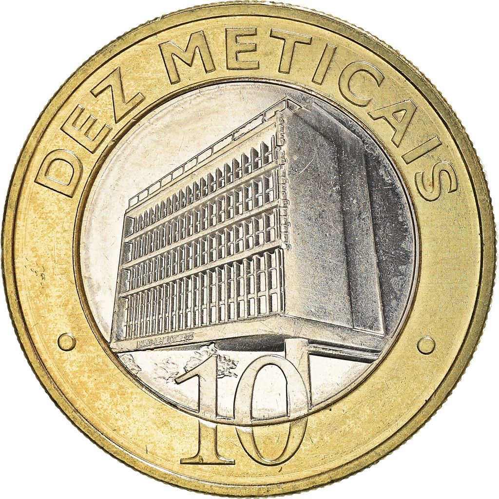 Mozambique | 10 Meticais Coin | Bank Building | KM140 | 2006 - 2012