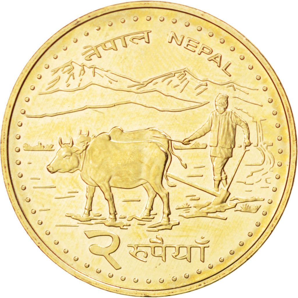 Nepal | 2 Rupees Coin | Buffalos | Km:1188 | 2006 - 2009