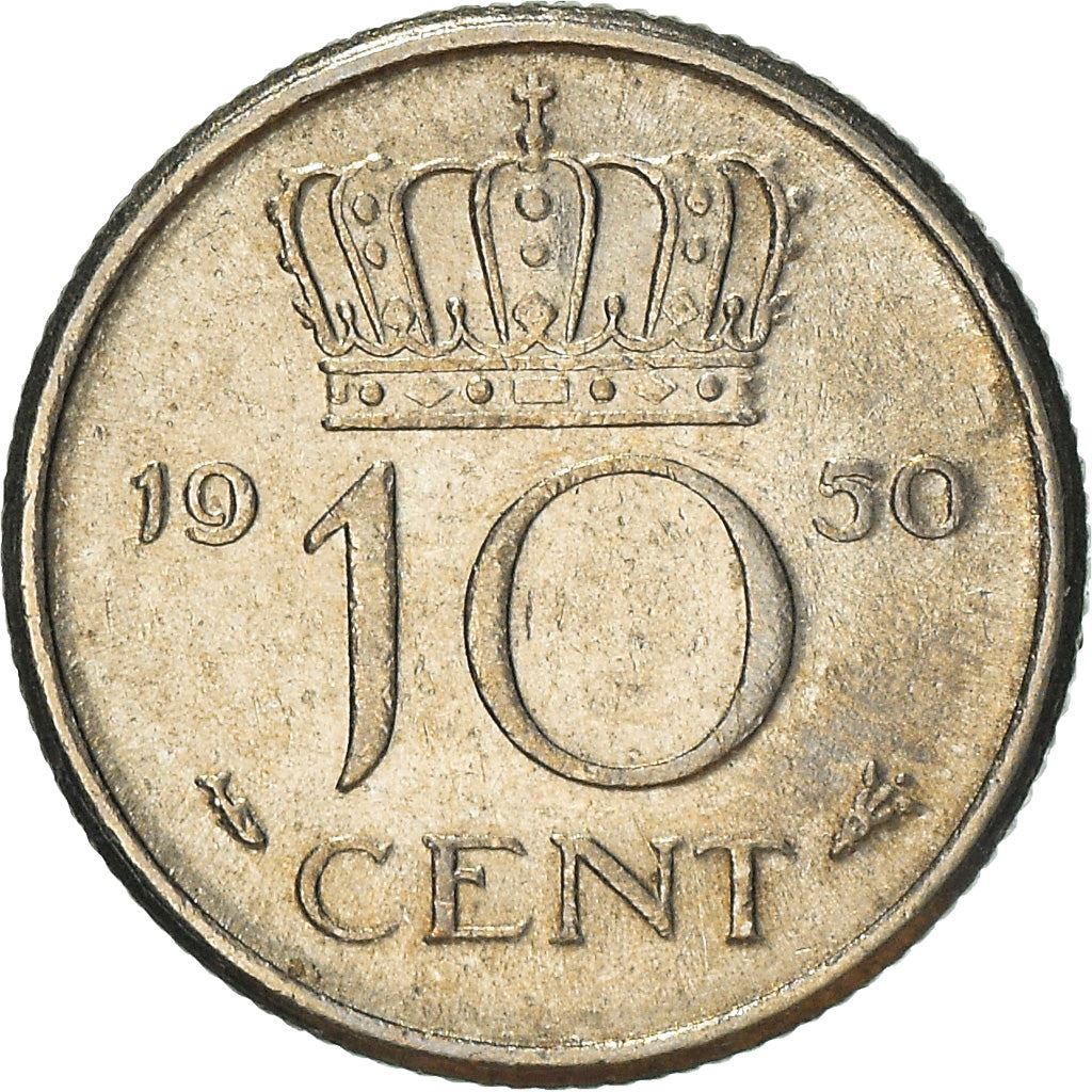 Netherlands 10 Cents Juliana | Coin KM182 1950 - 1980