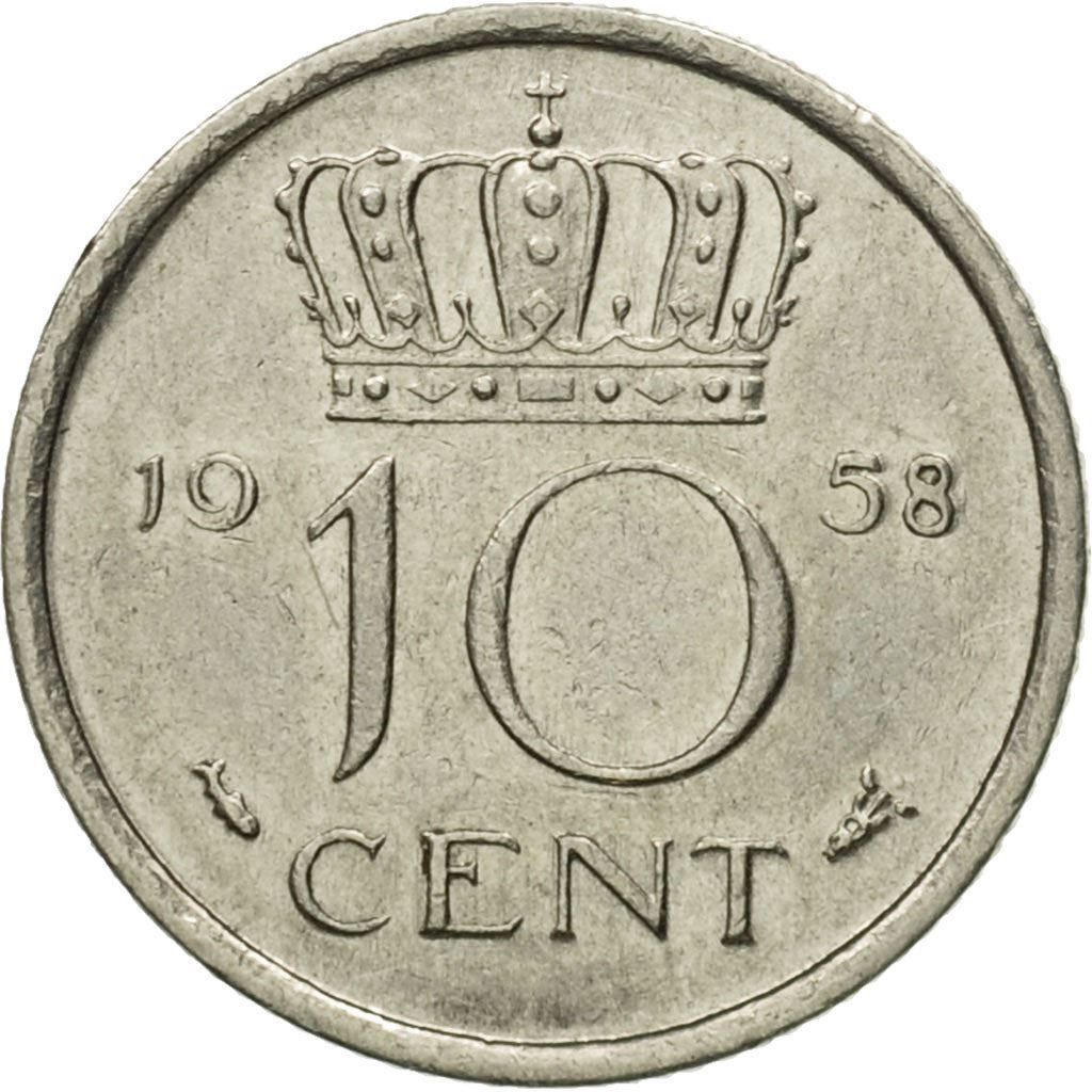 Netherlands 10 Cents Juliana | Coin KM182 1950 - 1980