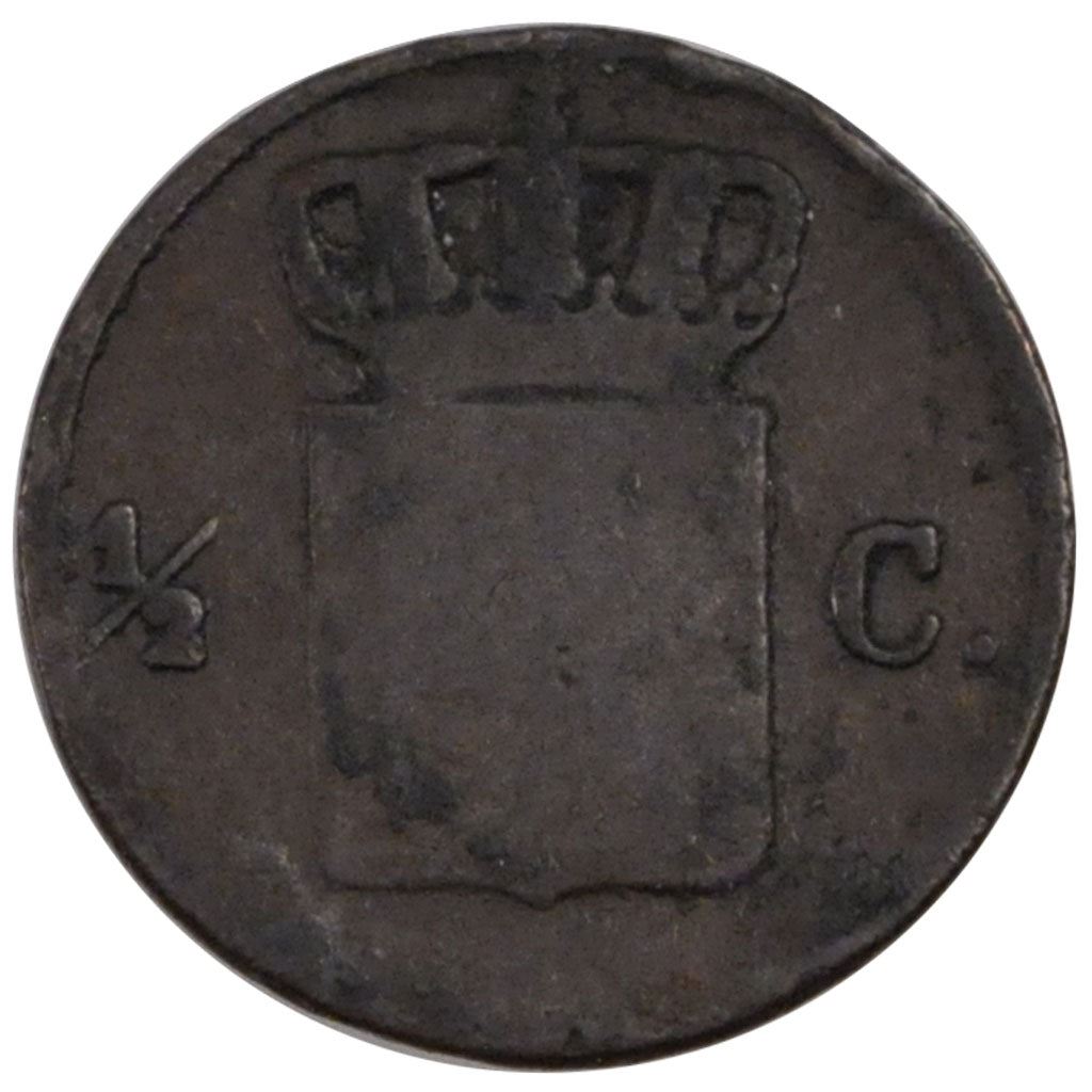 Netherlands | 1/2 Cent Coin | Crowned monogram of Willem I | 1818 - 1837