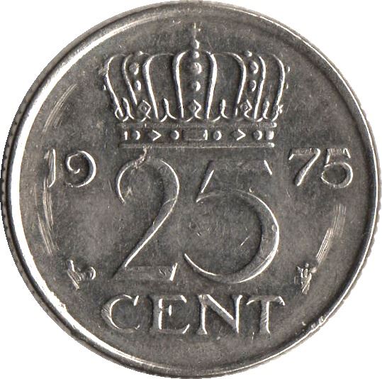 Netherlands 25 Cents Juliana | Coin KM183 1950 - 1980