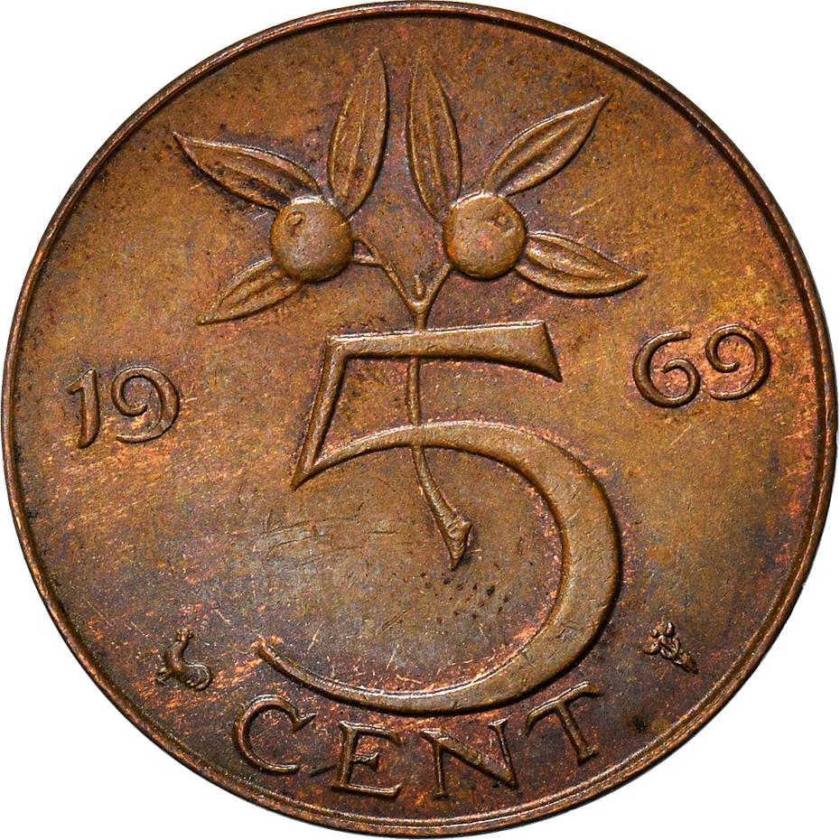 Netherlands 5 Cent Juliana | Coin KM181 1950 - 1980