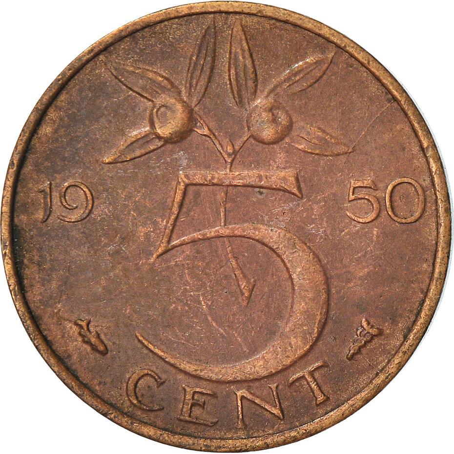 Netherlands 5 Cent Juliana | Coin KM181 1950 - 1980